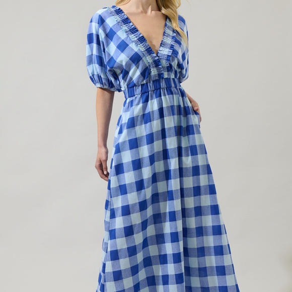Sugarlips Dresses & Skirts - NWOT Sugarlips Hant Plaid V-Neck Midi Dress